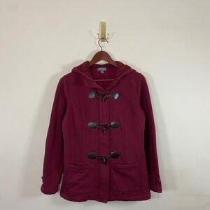 Vintage Y2K Market & Spruce Burgundy Jacket Toggle Buttons Hooded Women's Small